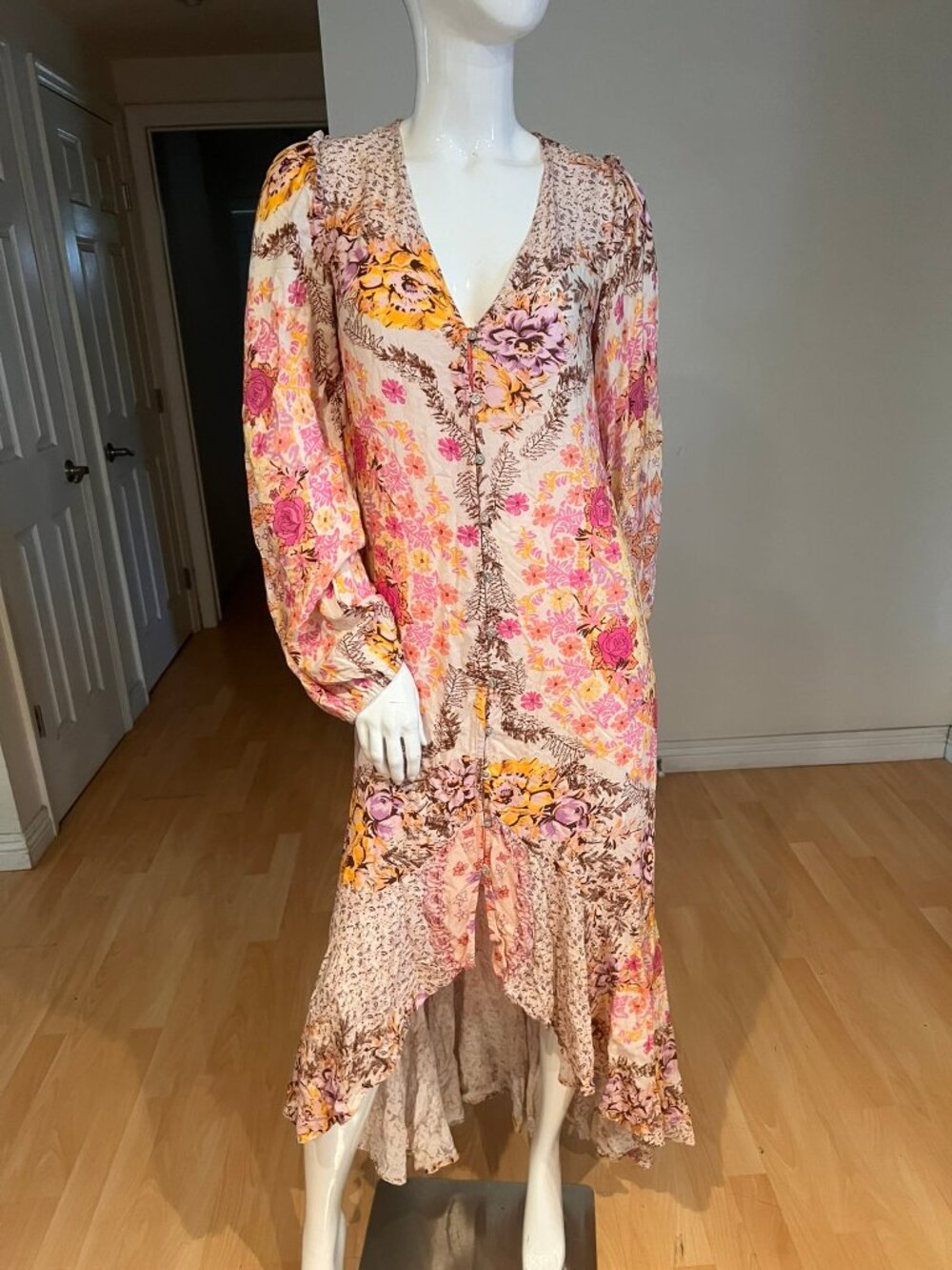 FREE PEOPLE MARAIS PRINTED MIDI DRESS SIZE S SMALL